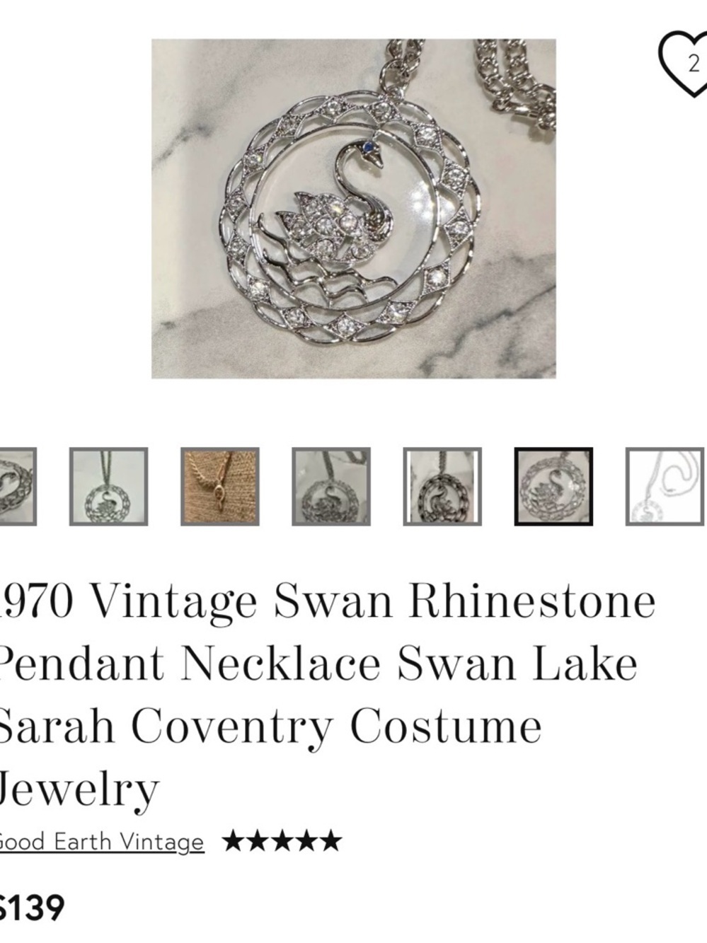 Vintage 1970’s Swan Lake Sarah Coventry Rhinestone necklace - Picture 7 of 7
